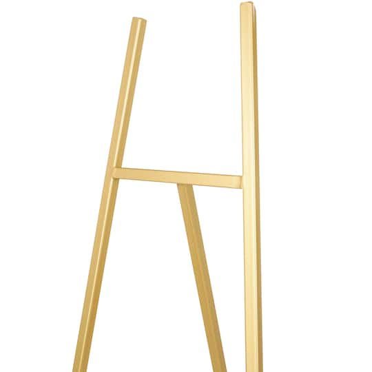 56" Gold Metal Geometric Tall Adjustable Floor 3-Tier Easel